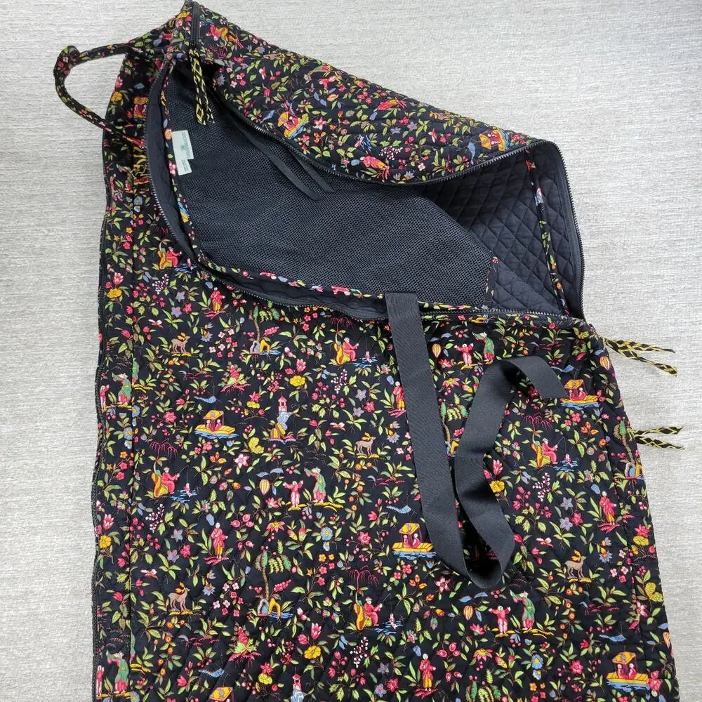 Vera Bradley Ming Garment Bag Black Quilted Floral Asian Travel Luggage Carry On